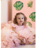 Feifei Sleeves Blush Pink Tulle Ruffled Flower Girl Dress